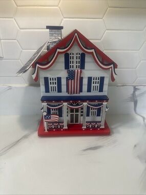 Martha Stewart LED Lighted Decor Tag - Navy, White, Red